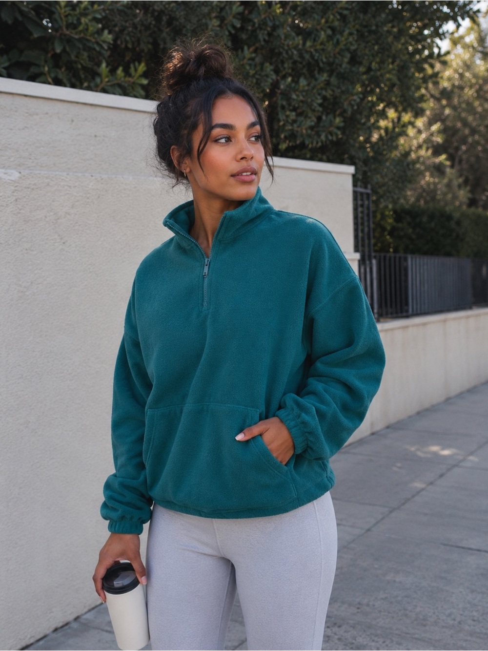 Fabletics Pullover Rayne Polar Fleece 1/4 Zip Sweater Blue